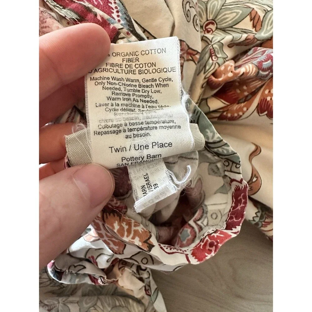 2 POTTERY BARN Deirdre Jacobean Print Organic Cotton Twin Duvet Covers